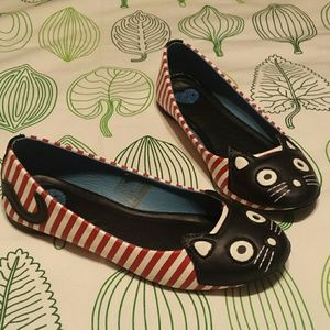 TUK Modcloth cat flats! Red/white stripes! Sz 6 😻